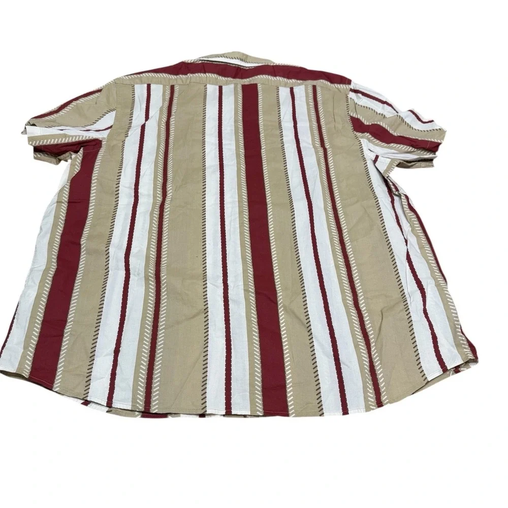 Banana Republic Mens XXL Slim Fit Organic Cotton Striped‎ Short Sleeve Shirt NEW